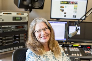 “It’s nice to be partnering with the Carlsbad Cultural Arts Office on such a wonderful program and in such a great venue,” says Jazz 88.3’s Claudia Russell, pictured in the station’s new studios at San Diego City College. (Photo by Jen Acosta)
