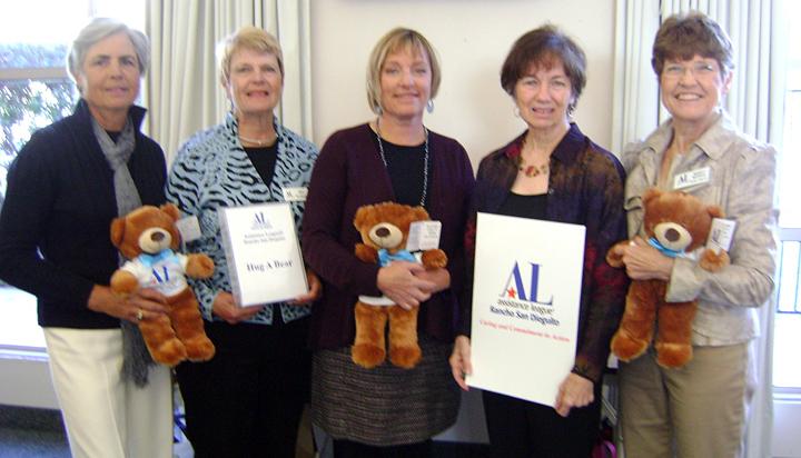 Left to right: Suzanne Ingrao, Bev Slansky, (co-chairs of the Hug-a-Bear program), Sheri Rouse Chadwick Center, chapter President Joyce Bressler and philanthropic programs Vice President Wendy Morris. (Courtesy photo)