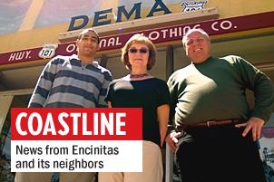 Downtown Encinitas MainStreet Association then-Executive Director Peder Norby (right) stands with manager Dody Crawford (center) and intern Mathew Gelbman in this 2007 file photo. (Photo by David J. Olender)