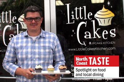 “It’s exciting to be a two-time ‘Cupcake Wars’ winner,” says Little Cakes Cupcake Kitchen owner Don Hein, pictured in front of the Vista shop he owns with his wife, Becky Hein. (Photo by Manny Lopez)