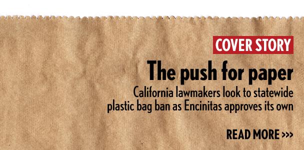Encinitas' ban on plastic bags, which will be phased in starting this spring, is more stringent than the statewide ban expected to soon be signed by Gov. Jerry Brown.