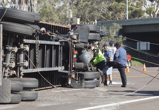 Two Big Rig Rollovers Snarl Oceanside Rush Hour Commute