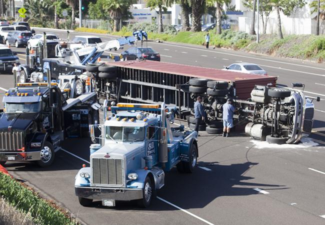 Two Big Rig Rollovers Snarl Oceanside Rush Hour Commute
