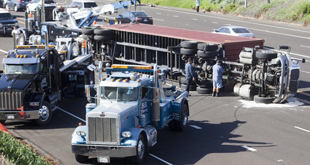 Two Big Rig Rollovers Snarl Oceanside Rush Hour Commute