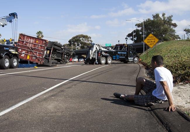 Two Big Rig Rollovers Snarl Oceanside Rush Hour Commute