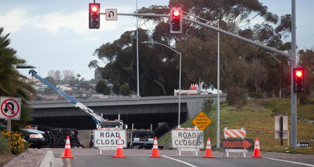 Big Rig Flips on I-5 to Hwy 76 Transition Ramp