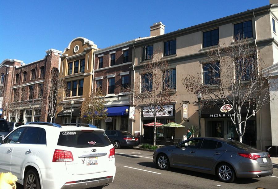 High-density residential-commercial complexes such as MarketWalk in San Elijo Hills, pictured Feb. 8, might fit the master-planned community, but do they belong in Olivenhain? (North Coast Current photo)