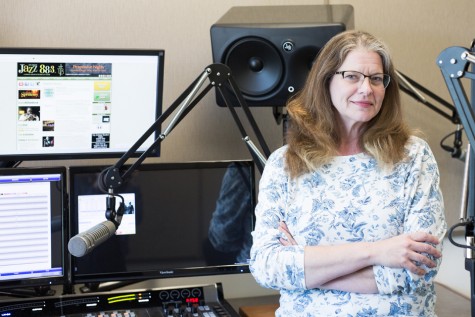 Jazz 88.3 FM station manager and Encinitas resident Claudia Russell is shown in the station’s new facility at San Diego City College. (Photo by Jen Acosta)