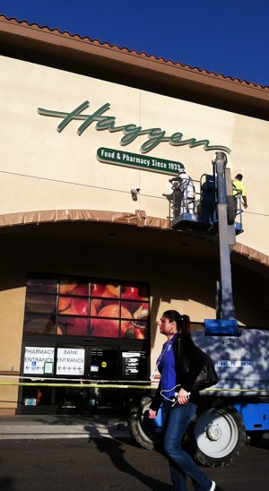 The pharmacy and bank inside a former Albertsons store in Carlsbad remained open March 9 as the store changed over to Haggen. (North Coast Current)