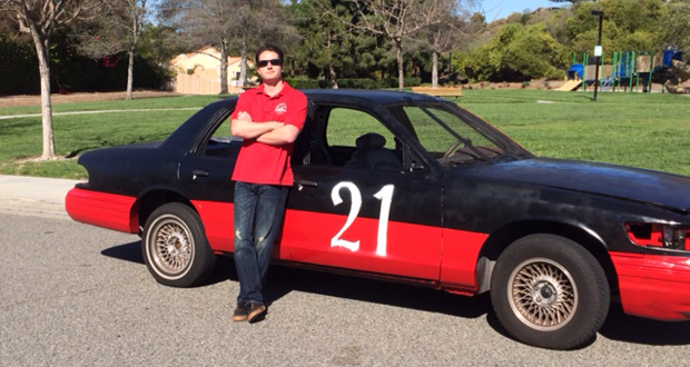 Cody Spinos and the Oceanside Firefighters' Associations demolition derby car. (Courtesy photo)