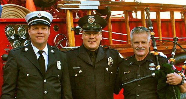 Oceanside+Firefighter+Mark+Finstuen%2C+Oceanside+Police+Officer+Matt+Lyons%2C++and+North+County+Emerald+Society+bagpiper%2F+retired+Oceanside+Firefighter%2C+Dennis+Rogers+standing+in+front+of+an+original+and+fully+operational+1952+Mack+Oceanside+Fire+Truck.+The+Oceanside+Firefighters+Association+bought+and+restored+the+fire+engine+with+private+funds+and+is+used+for+parades+other+civic+events