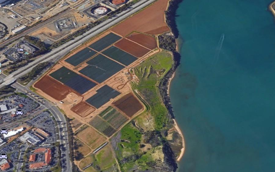 A development and open-space plan on the south side of Agua Hedionda Lagoon in Carlsbad is the subject of intense debate in the community. (Google Earth image)