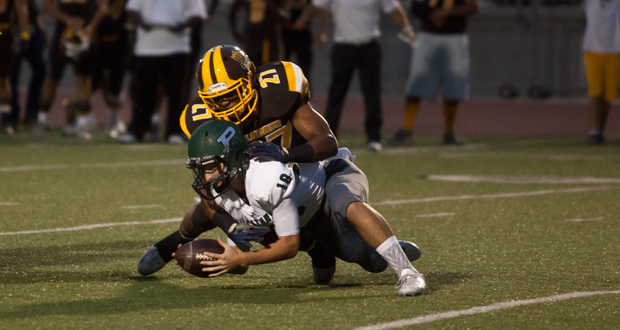 Chris Brown gets to Poway QB Robbie Sullivan