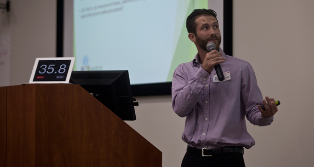 Ryan+Silver+with+EcoFeedstock+explains+what+his+company+does.+Each+company+had+three+minutes+to+give+a+synopsis+of+their+startup.+