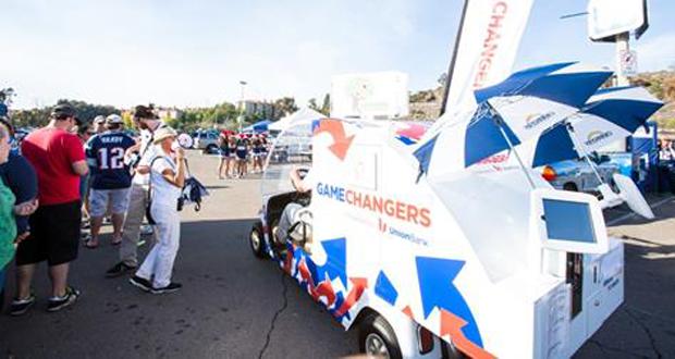 The Game Changers mobile collecting donations before the kick off at a 2014 Chargers game. (courtesy photo)