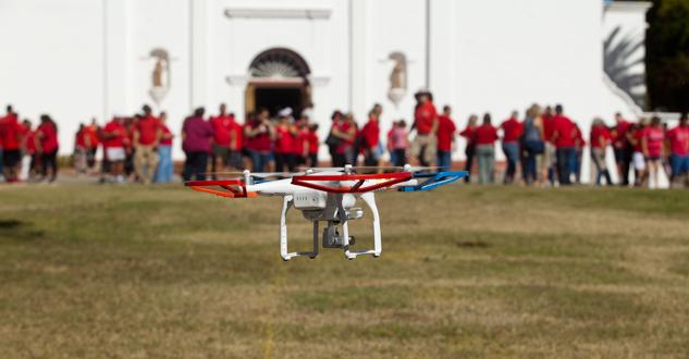 Two drones were used to capture the image of the formation