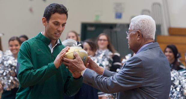 OHS Receives Two Gold NFL Footballs