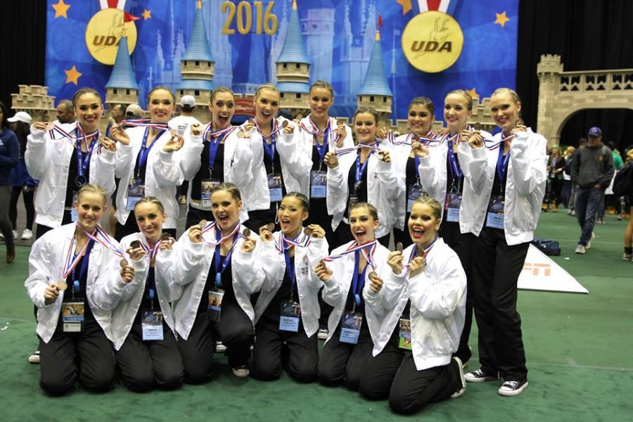 Carlsbad High School’s varsity dance team, the Lancer Dancers, celebrates winning top honors the weekend of Jan. 30 and 31 during the  World School Cheer/Dance Competition at the ESPN Wide World of Sports in Orlando, Florida. (Courtesy photo)