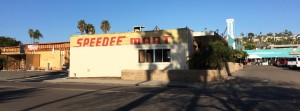 The revealing of an old Speedee Mart sign at Cardiff-by-the-Sea Shopping Center, pictured Jan. 24, stirred buzz on social media over the past month. (North Coast Current photo)