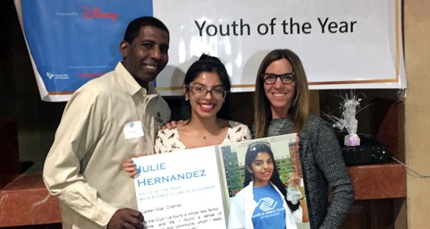 Mike Hollins, BGCO Site Director; Julie Hernandez, Youth of the Year; Jodi Diamond, BGCO CEO (courtesy photo)