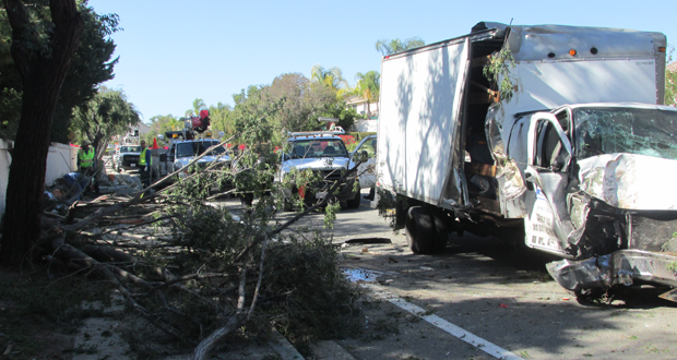 Truck Takes Out Light Standard in Oceanside