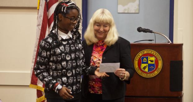 Oceanside Days of Art Poster Contest Grand Prize winner, Nia Bates with Diane Adams