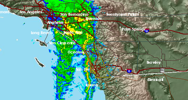 Severe Thunderstorm Warning for Western San Diego County