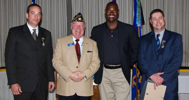(left to right) Officer Sam Hay (Oceanside PD) - Kevin Johnstone (Commander, American Legion Post 146, Oceanside) - James Johnson (President, Oceanside Elks Lodge 1561) - Officer Brannon Heathman (Oceanside PD)   â€œMedal of Valor recipients Officer Sam Hay and Officer Brannon Heathman land the leaders of Oceanside American Legion Post 146, Commander Kevin Johnstone, and Oceanside Elks Lodge 1561 James Johnson wearing their newly awarded medals. (Photo: Kevin Johnstone)