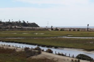 San Elijo Lagoon, pictured looking southwest in early October, includes a railway that is part of an overall transportation improvement project. (Photo by Meghan Lanigan)