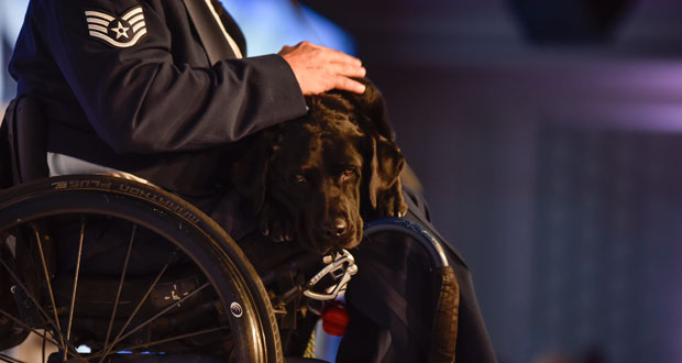 Staff Sergeant Jason Morgan, United States Air Force (Ret.), and his service dog Rue.  (courtesy photo)