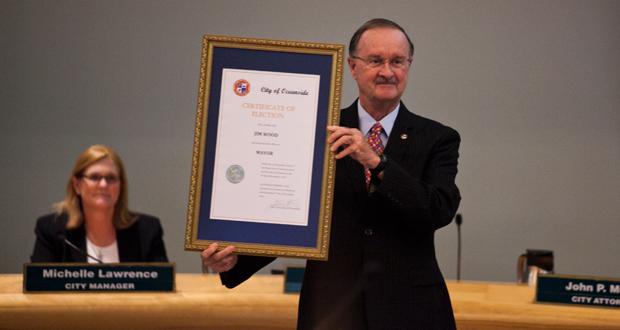 Oceanside Mayor, Jim Wood Jim Wood at the December 2016 City Council meeting after being sworn in.