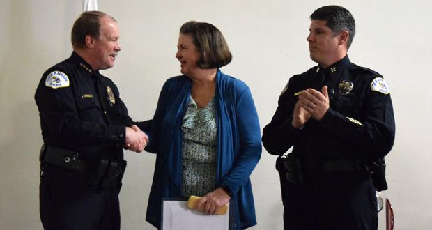 Chief McCoy, Nita Powell and Captain Sean Marchand