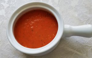 This tomato soup is appealing to even picky eaters because it’s reminiscent of a marinara sauce. (Photo by Laura Woolfrey Macklem)