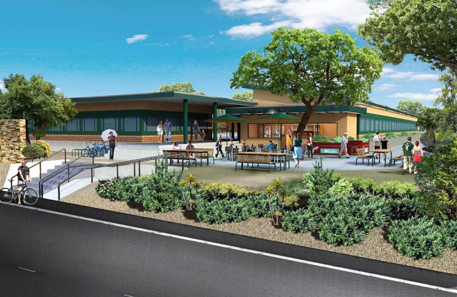 An architectural rendering shows a possible configuration for the former Pacific View School site. (Photo courtesy of EACEA)