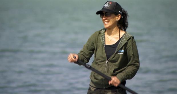 Angela Guerra  paddle boarding in Carlsbad (courtesy photo)