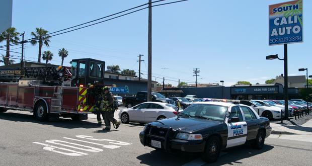Fire Damages Buildings at Oceanside Used Car Dealership