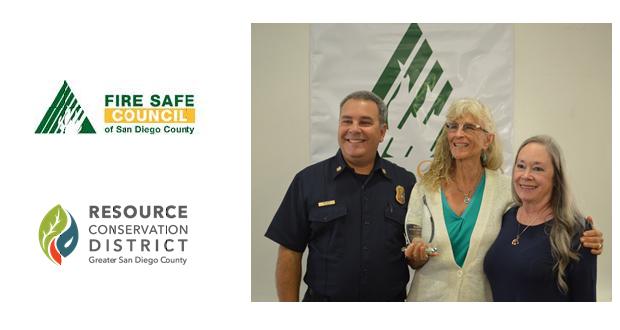 Outstanding Leadership Award Winner, Beverly Barrett, from the Kensington East Fire Safe Council, flanked by Don Butz and Sheryl Landrum, Fire Safe Council of San Diego County President and Vice President, respectively (courtesy photo)