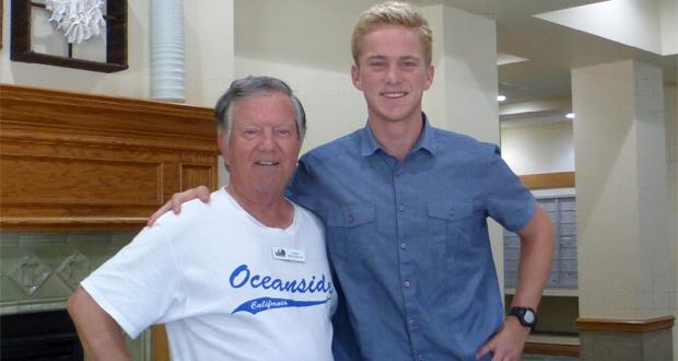 Mr. Tom Frankum, Vice President, Friends of Oceanside Parks and scholarship recipient  Jake Huggins (courtesy photo)