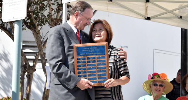  Mayor Jim Wood and last years Senior Citizen of the Year, Silvia Spiva