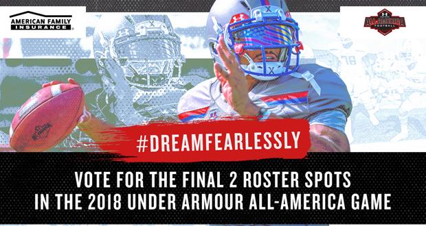 Final Two Roster Spots in the Under Armour All-America High School Football Game will be Determined by Fans