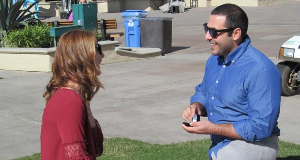 Michael Pettinato pops the question to Katie Brown.
(Photo: Marilyn Campbell)