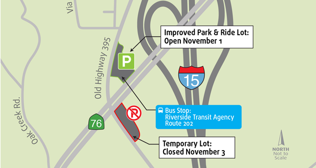 Revamped Park and Ride Reopens Today at SR-76 and Old Hwy 395