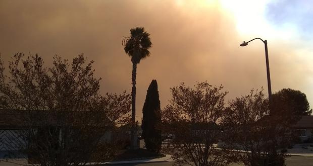 Smoke Enveloping Oceanside from Active Brush Fire in Bonsall-updated