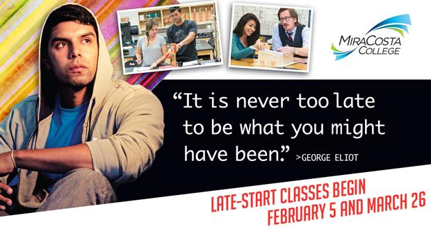 Register Now for MiraCosta College’s Spring 2018 Late-Start Classes