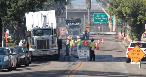 Crews work on repaving section of N. Horne St. on Wednesday