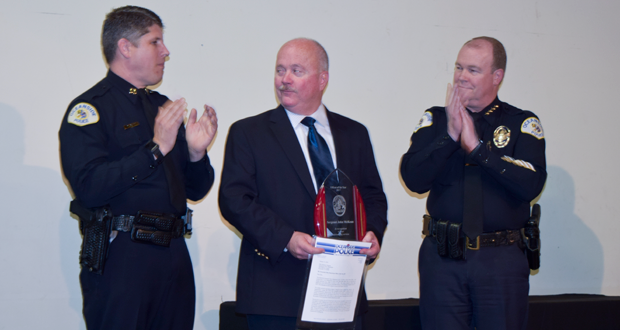 Capt. Sean Marchand, Sgt. McKean 2017 OPD Officer of the Year and Chief McCoy