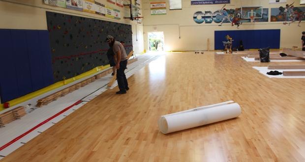 New gym floor being assembled at BGCO’s main Townsite location (Photo courtesy: BGCOceanside)