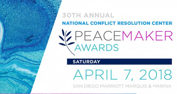 National Conflict Resolution Center Presents the 30th Annual Peacemaker Awards Dinner-April 7