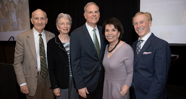 L-R: Ernest & Evelyn Rady, JFS CEO Michael Hopkins, JFS Board Chair Marie Raftery and Dr. Bob Rubenstein.