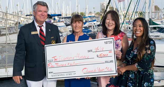 Oceanside Yacht Club Commodore  Steve Ford with Terri Manok-OYC Event Chair, Jean Loo-Russo-Elizabeth Hospice Chief Philanthropy Officer and Vanessa Hayflich- Elizabeth Hospice Event and Development Specialist.